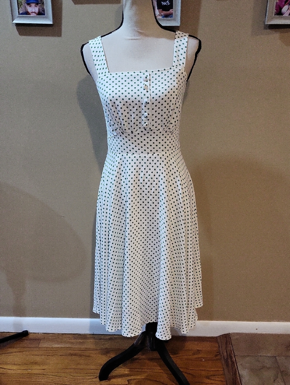 Belle Poque Elegant Retro Polka Dot Midi Dress